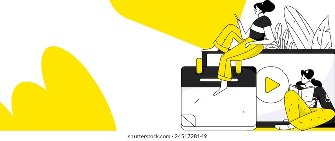 Education and learning people flat vector concept hand drawn illustration

