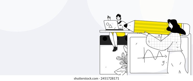 Education and learning people flat vector concept hand drawn illustration
