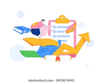 Education and learning people flat vector concept hand drawn illustration
