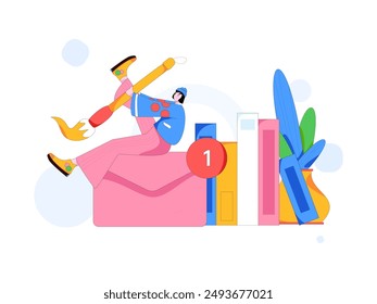 Education and learning people flat vector concept hand drawn illustration
