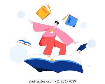 Education and learning people flat vector concept hand drawn illustration
