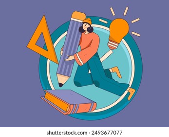 Education and learning people flat vector concept hand drawn illustration
