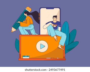 Education and learning people flat vector concept hand drawn illustration
