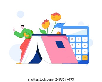 Educación y aprendizaje de las personas concepto de Vector plano dibujado a mano ilustración
