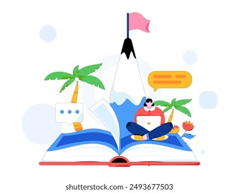 Education and learning people flat vector concept hand drawn illustration

