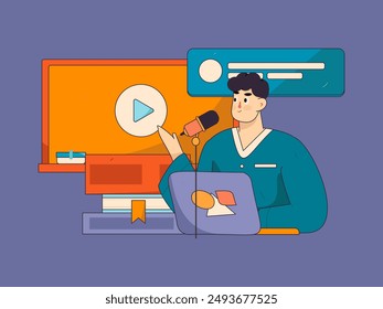 Education and learning people flat vector concept hand drawn illustration
