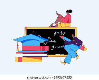 Education and learning people flat vector concept hand drawn illustration
