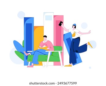 Education and learning people flat vector concept hand drawn illustration
