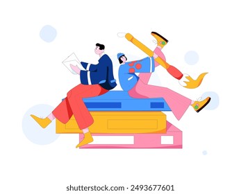 Education and learning people flat vector concept hand drawn illustration
