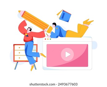 Education and learning people flat vector concept hand drawn illustration
