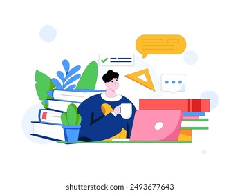 Education and learning people flat vector concept hand drawn illustration
