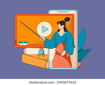 Education and learning people flat vector concept hand drawn illustration
