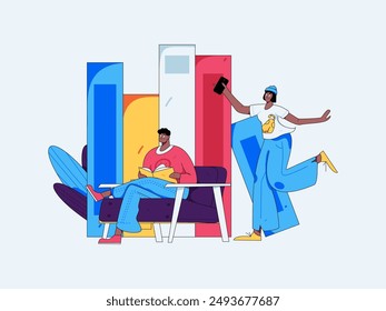 Education and learning people flat vector concept hand drawn illustration
