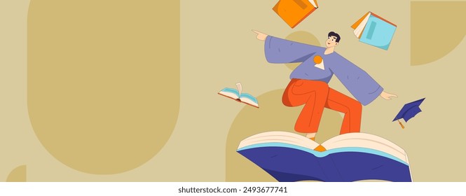 Education and learning people flat vector concept hand drawn illustration
