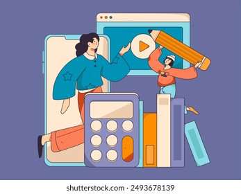 Education and learning people flat vector concept hand drawn illustration
