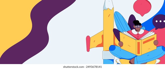 Education and learning people flat vector concept hand drawn illustration
