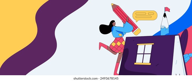 Education and learning people flat vector concept hand drawn illustration
