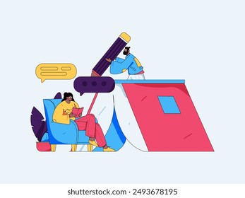 Education and learning people flat vector concept hand drawn illustration
