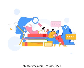 Education and learning people flat vector concept hand drawn illustration
