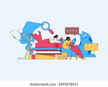 Education and learning people flat vector concept hand drawn illustration
