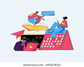 Education and learning people flat vector concept hand drawn illustration
