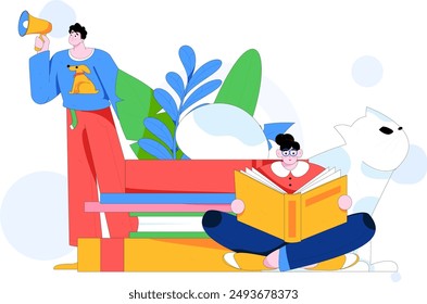 Education and learning people flat vector concept hand drawn illustration
