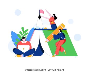 Education and learning people flat vector concept hand drawn illustration
