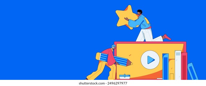 Education and learning people flat vector concept hand drawn illustration
