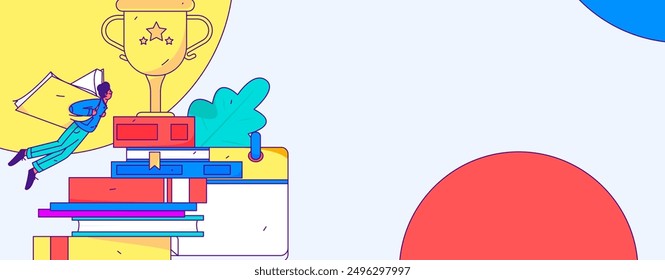Educación y personas de aprendizaje concepto de Vector plano ilustración dibujada a mano
