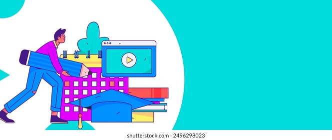 Education and learning people flat vector concept hand drawn illustration
