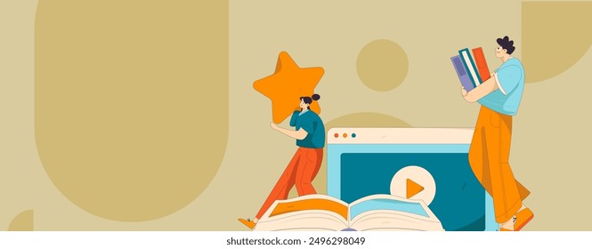 Education and learning people flat vector concept hand drawn illustration
