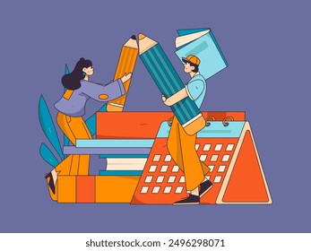 Education and learning people flat vector concept hand drawn illustration
