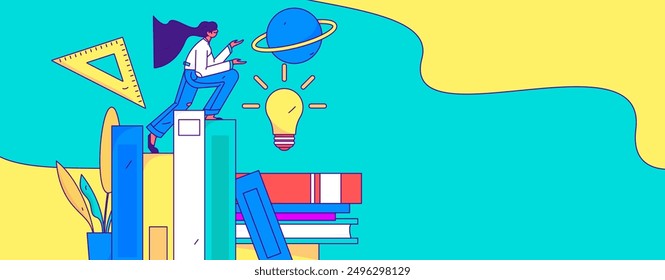 Education and learning people flat vector concept hand drawn illustration
