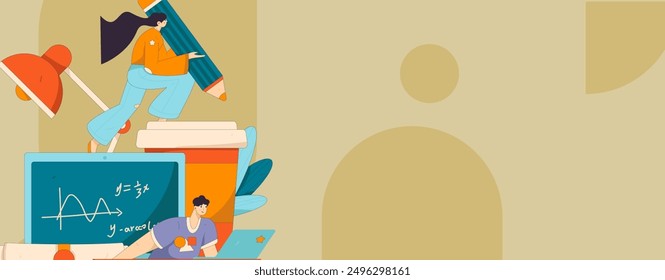 Education and learning people flat vector concept hand drawn illustration
