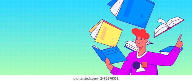 Education and learning people flat vector concept hand drawn illustration
