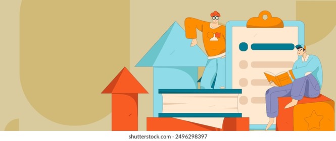 Education and learning people flat vector concept hand drawn illustration
