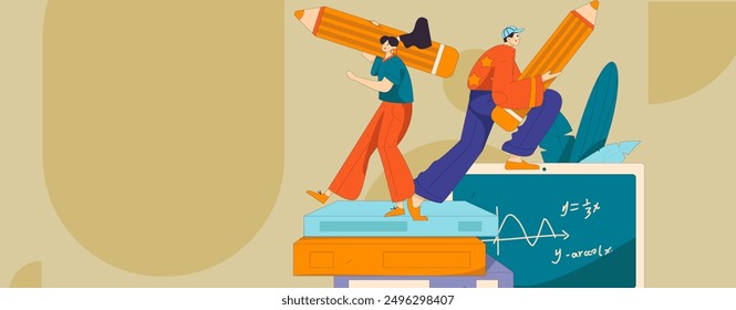 Education and learning people flat vector concept hand drawn illustration
