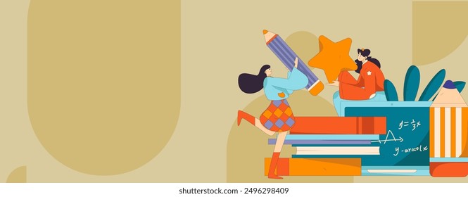 Education and learning people flat vector concept hand drawn illustration

