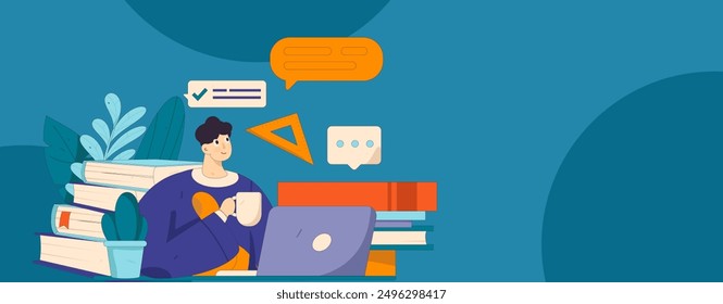 Education and learning people flat vector concept hand drawn illustration
