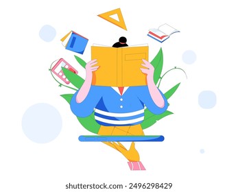 Education and learning people flat vector concept hand drawn illustration
