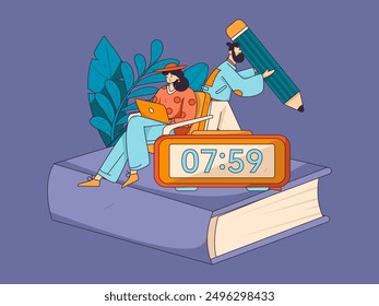 Education and learning people flat vector concept hand drawn illustration
