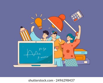 Education and learning people flat vector concept hand drawn illustration
