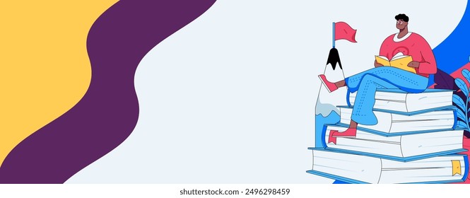 Education and learning people flat vector concept hand drawn illustration
