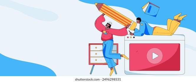 Education and learning people flat vector concept hand drawn illustration
