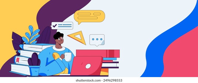 Education and learning people flat vector concept hand drawn illustration
