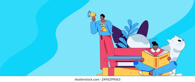 Education and learning people flat vector concept hand drawn illustration
