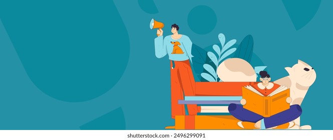 Education and learning people flat vector concept hand drawn illustration
