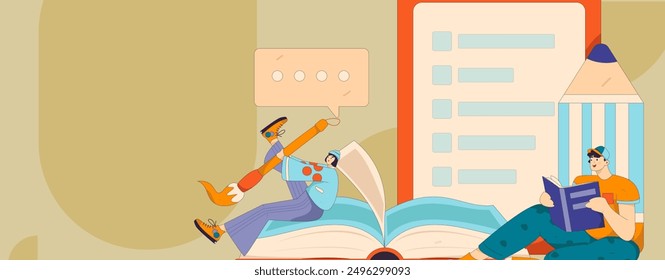 Education and learning people flat vector concept hand drawn illustration
