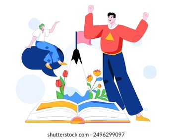 Education and learning people flat vector concept hand drawn illustration
