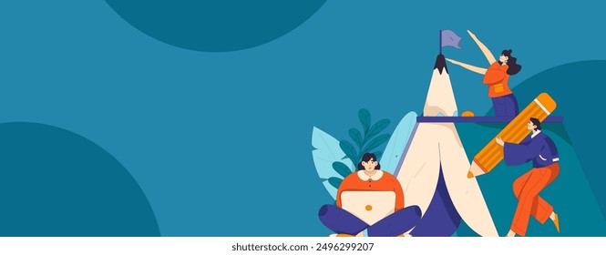 Education and learning people flat vector concept hand drawn illustration
